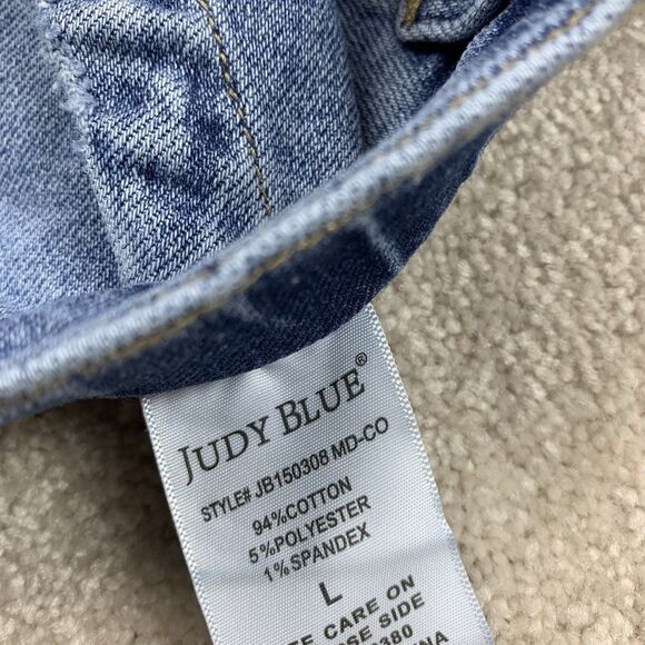 Judy Blue High Waist Womens Large Blue Stretch Denim Jogger Shorts - Picture 11 of 15